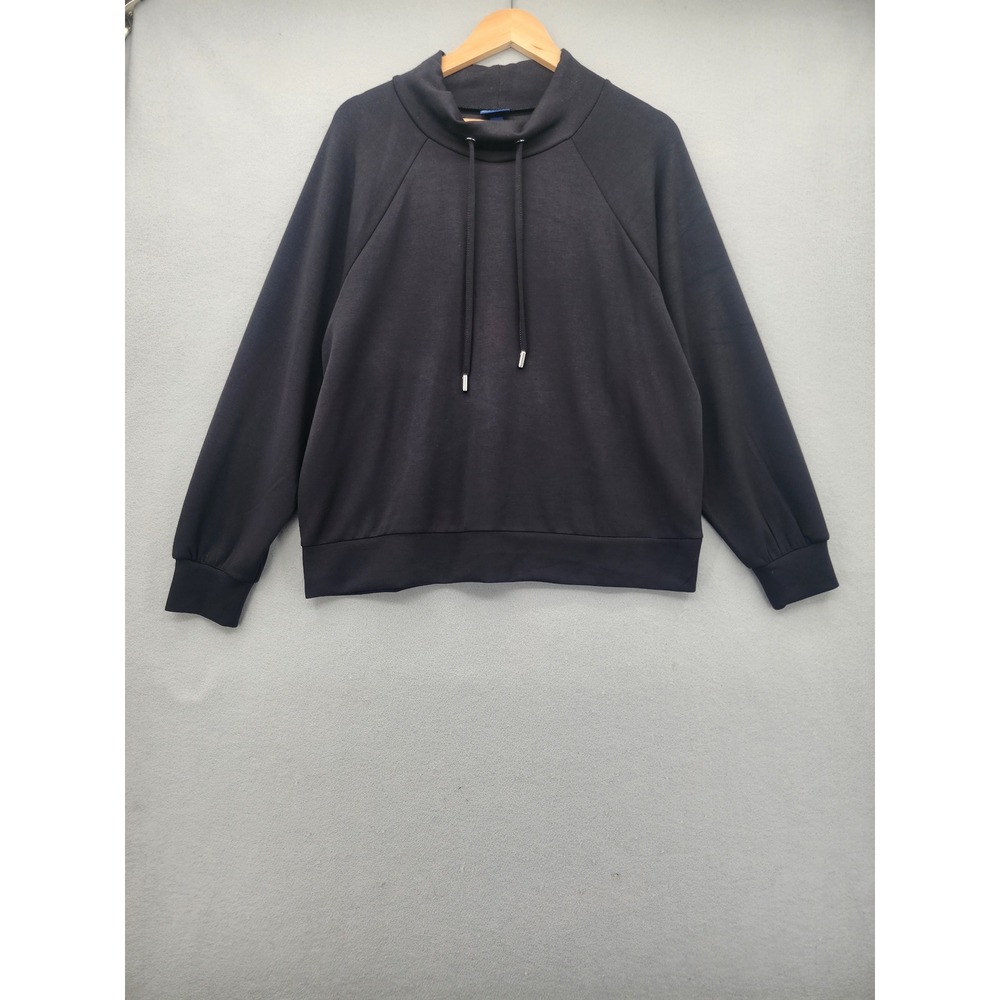 Scoop Womens Scuba Funnel Neck Sweatshirt Black Soot Size L 12-14 NWT Athleisure